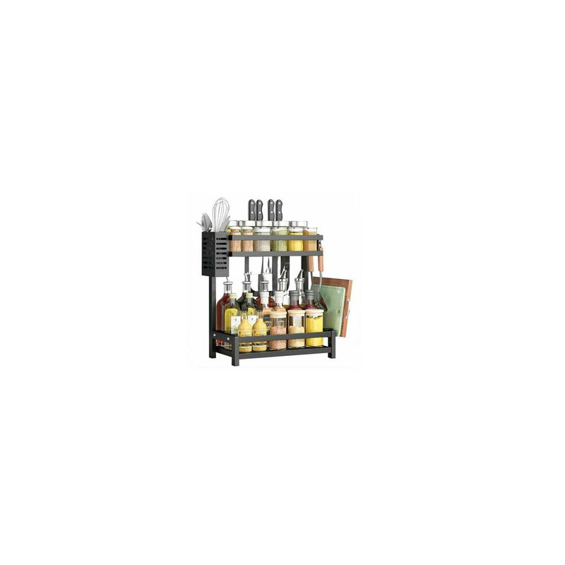 GENERICO - Rack Organizador Multifunción Para Especias 2 Niveles Negro