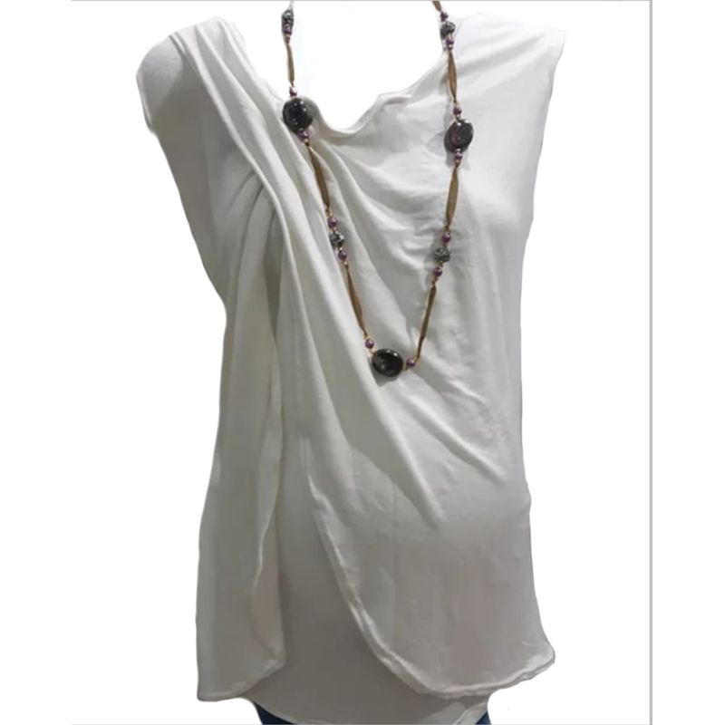 DMOM - Polera Maternal y Lactancia en Capas sin Mangas color Blanco