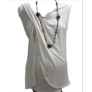 DMOM - Polera Maternal y Lactancia en Capas sin Mangas color Blanco