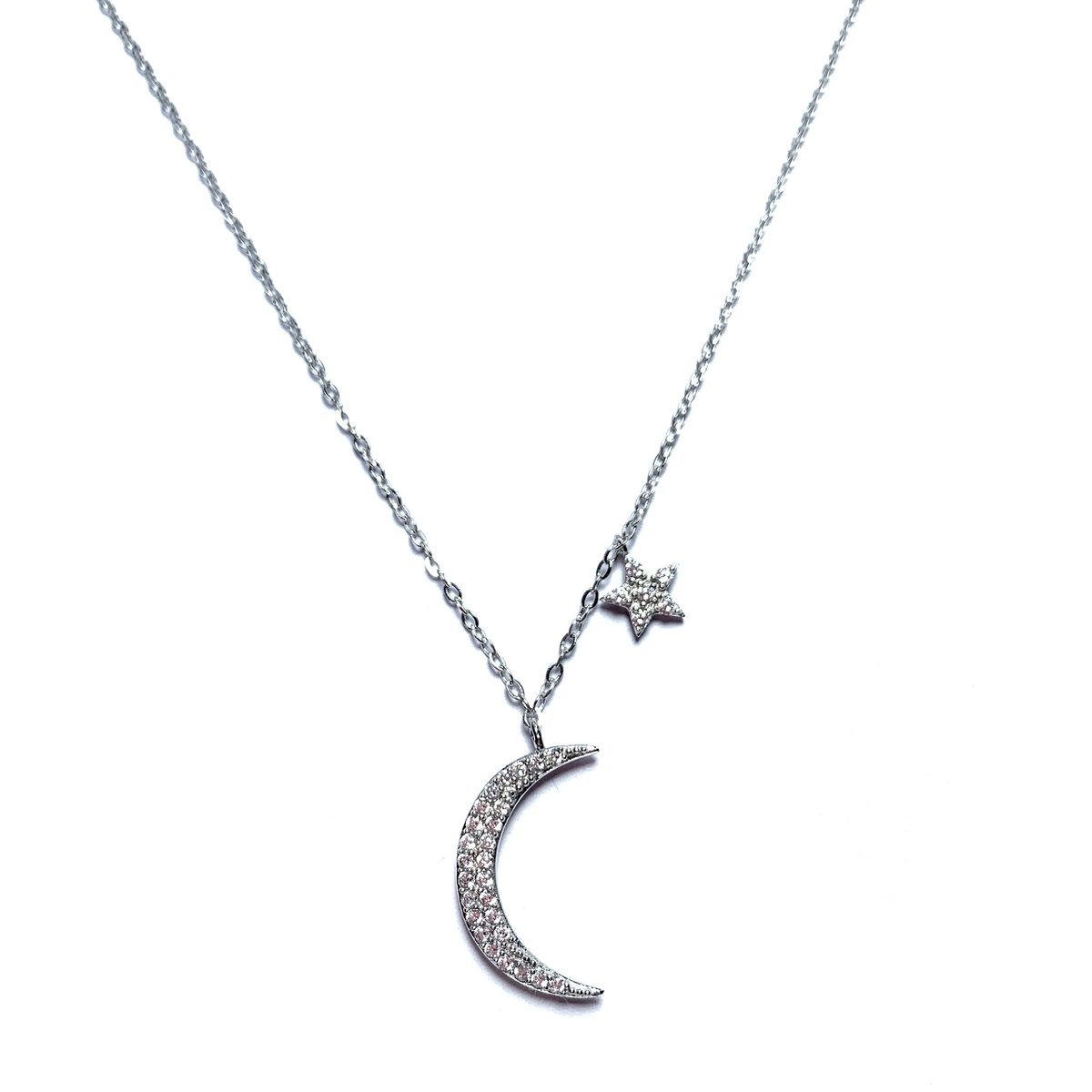 COGGIOLA - Collar Luna Estrella Circón Plata Fina 925