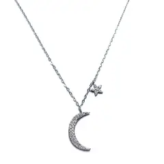 COGGIOLA - Collar Luna Estrella Circón Plata Fina 925