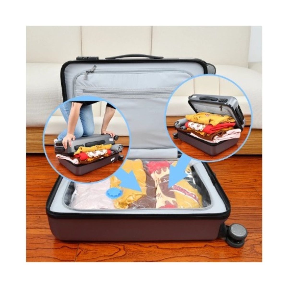 U BUY - 5 Bolsas Organizadoras Al Vacío Con Bomba Manual Viaje Ropa