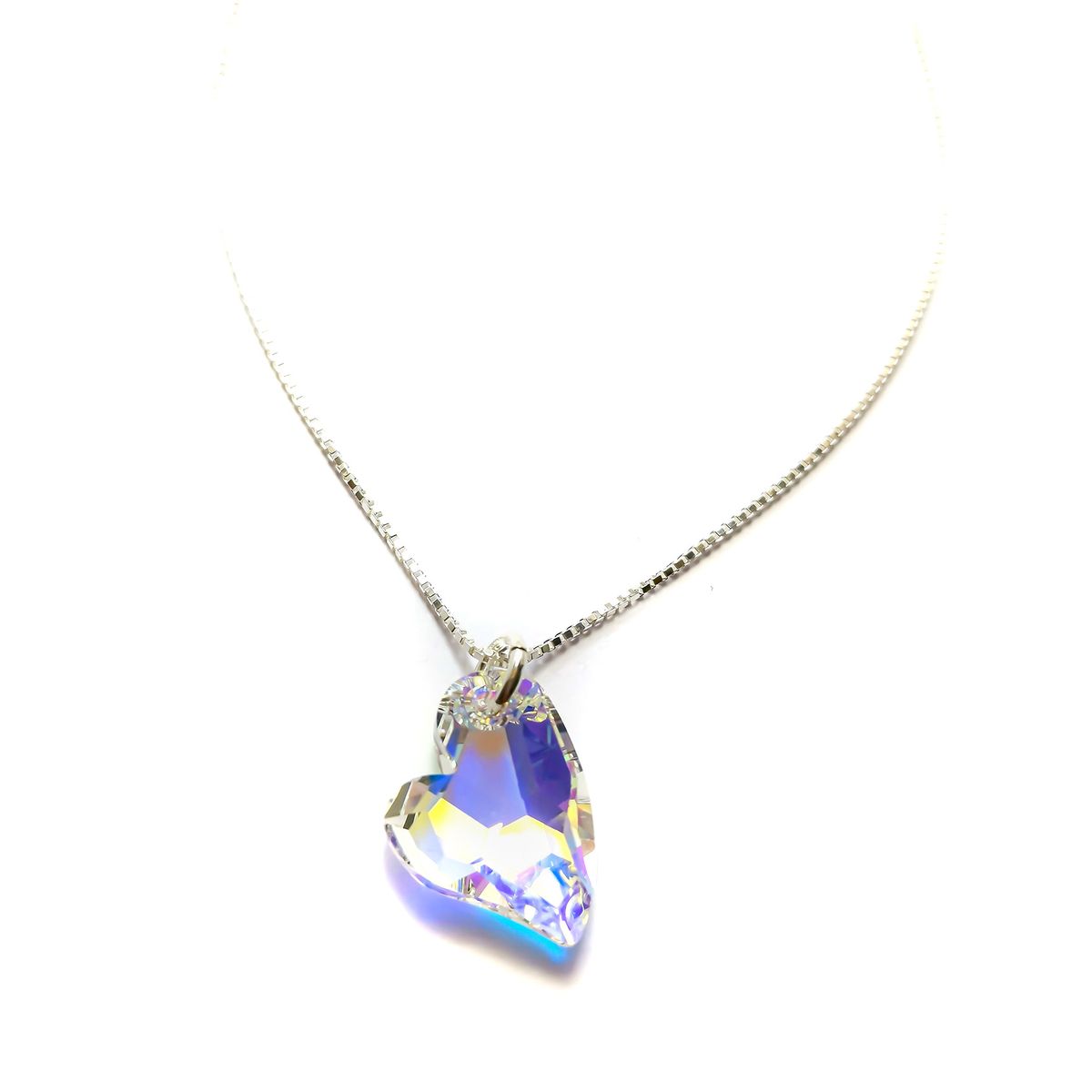 COGGIOLA - Collar Corazón Cristal Austriaco Aurore Boreale Plata Fina 925 45CM