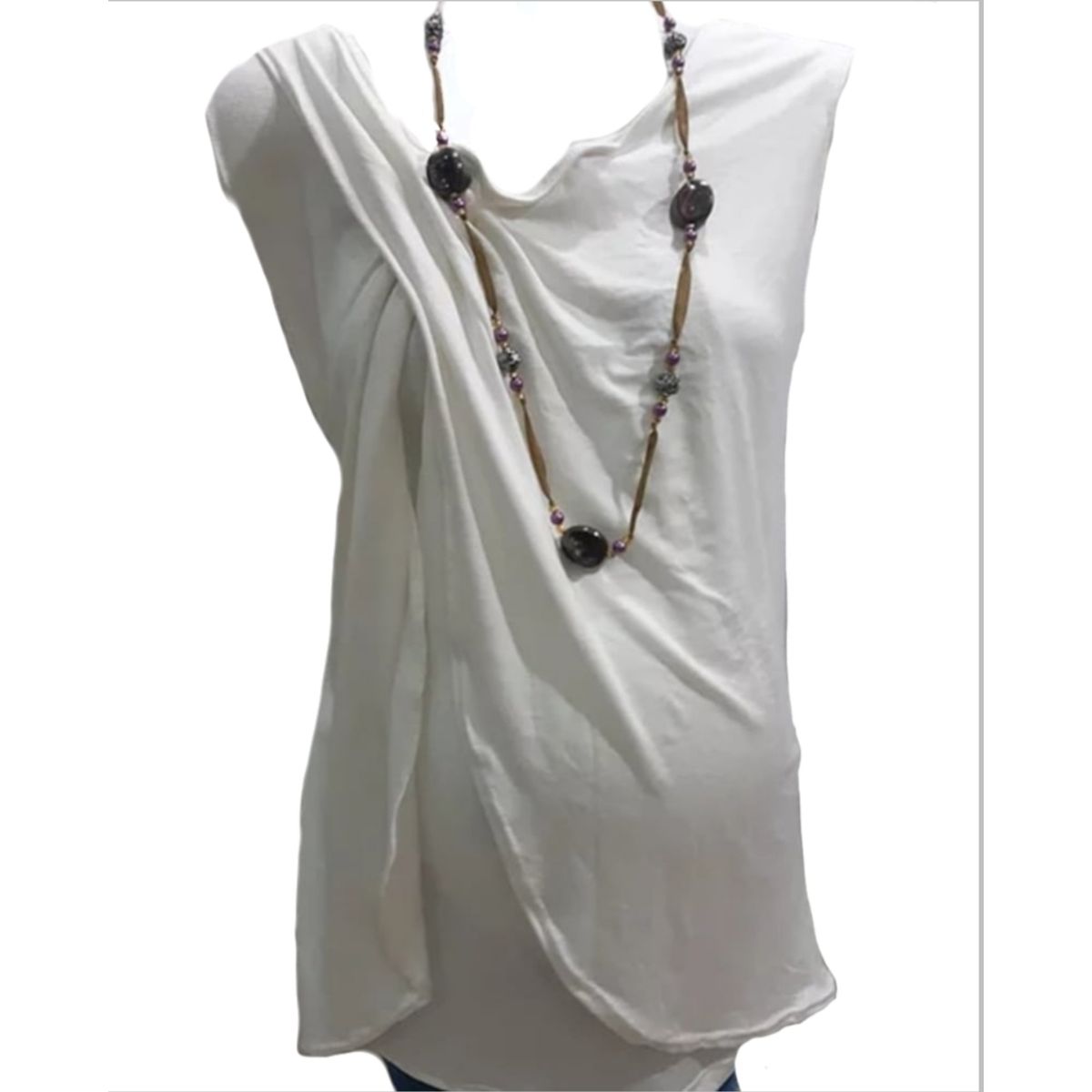 DMOM - Polera Maternal y Lactancia en Capas sin Mangas color Blanco