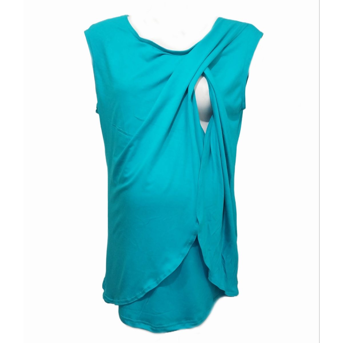 DMOM - Polera Maternidad Lactancia Capas sin mangas color Turquesa