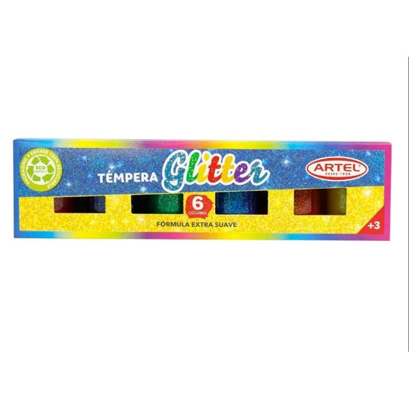 GENERICO - Tempera Glitter Formula Extra Suave Artel 6 Unidades