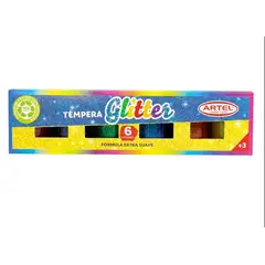 GENERICO - Tempera Glitter Formula Extra Suave Artel 6 Unidades