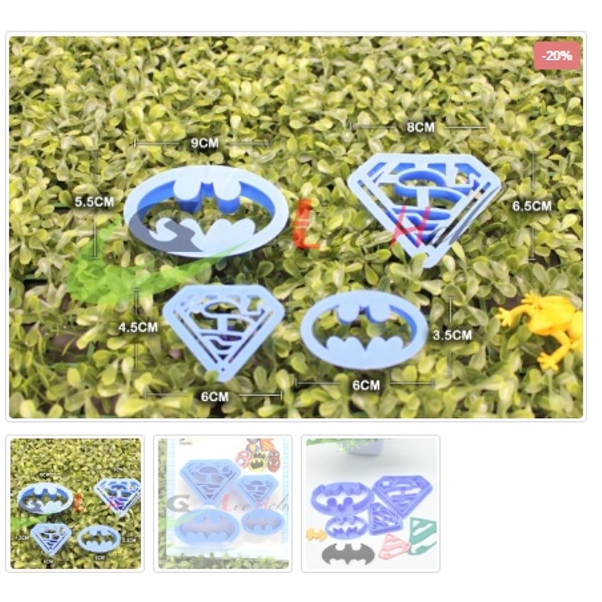 GENERICO - Cortador De Galletas 4 Piezas Plastico Figura Super Heroe