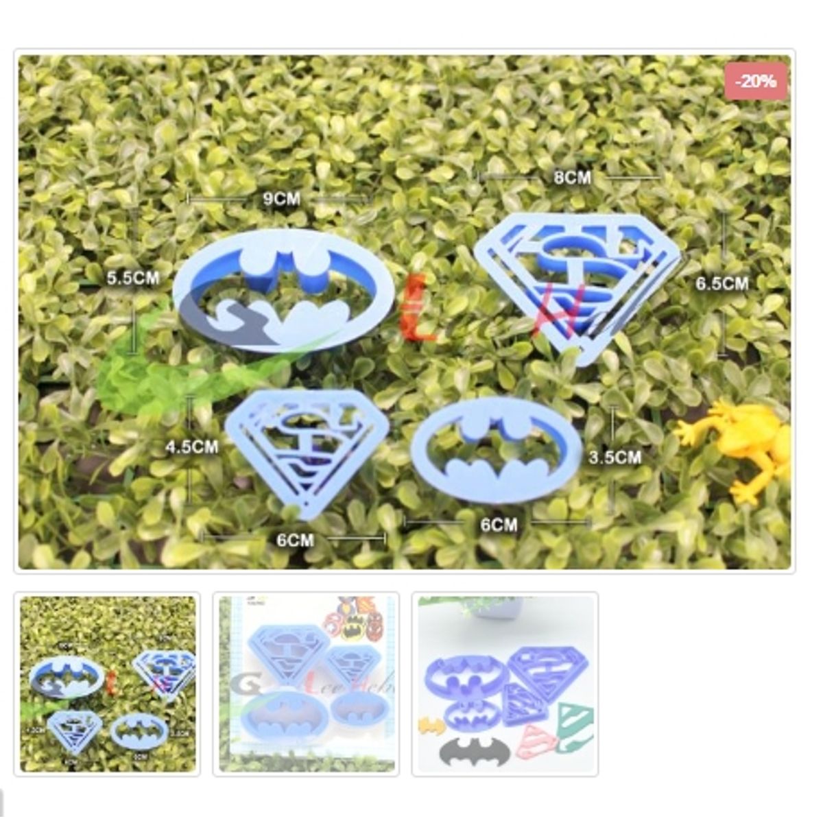 GENERICO - Cortador De Galletas 4 Piezas Plastico Figura Super Heroe