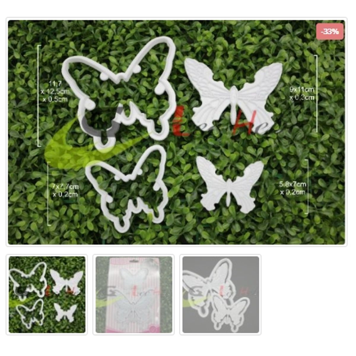 GENERICO - Cortador De Galletas Plastico Figura Mariposa 4 Piezas