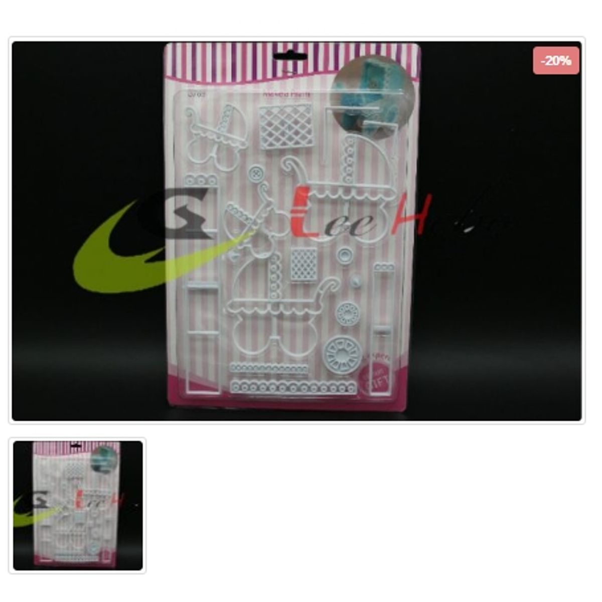 GENERICO - Cortador De Galletas Plastico Figura Carriola De Bebe 18 Piezas