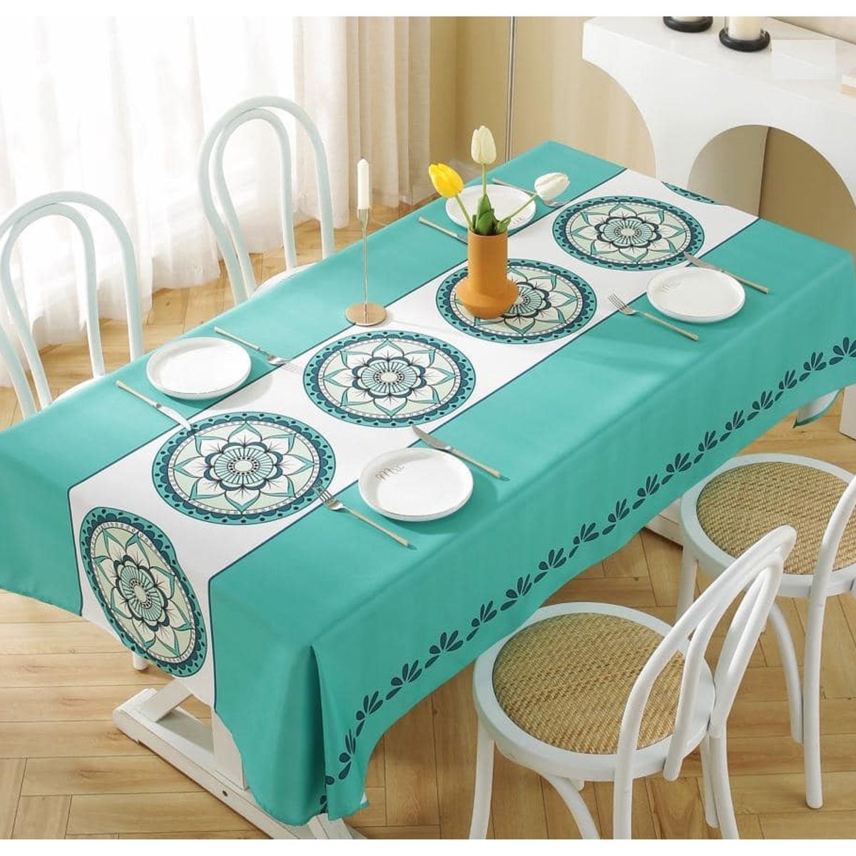 GENERICO - Mantel Antimanchas Mod. Antique Green 140 X 220 Cm Rectangular