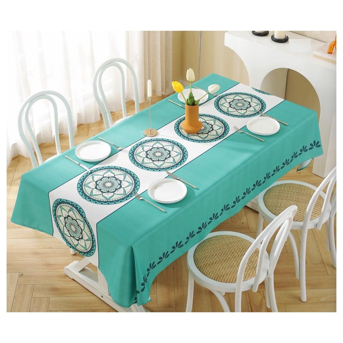 GENERICO - Mantel Antimanchas Mod. Antique Green 140 X 220 Cm Rectangular