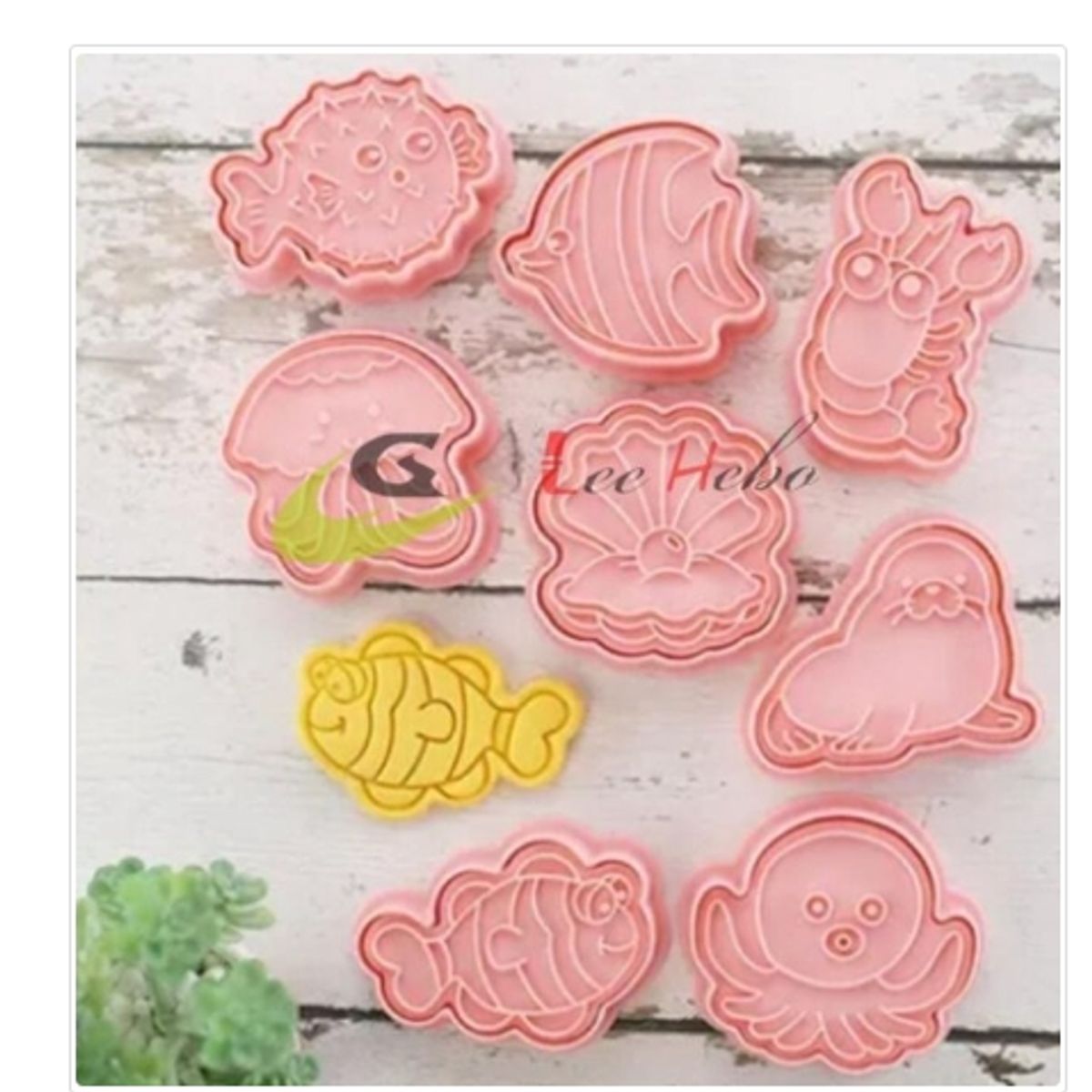 GENERICO - Cortador Galletas Animales Marinos 8 Piezas Plastico