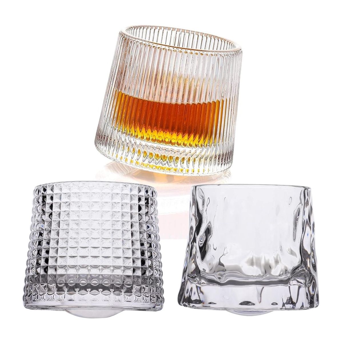 GENERICO - JUEGO DE 6 VASOS DE WHISKY ALTA CALIDAD 150ML 3 TIPOS