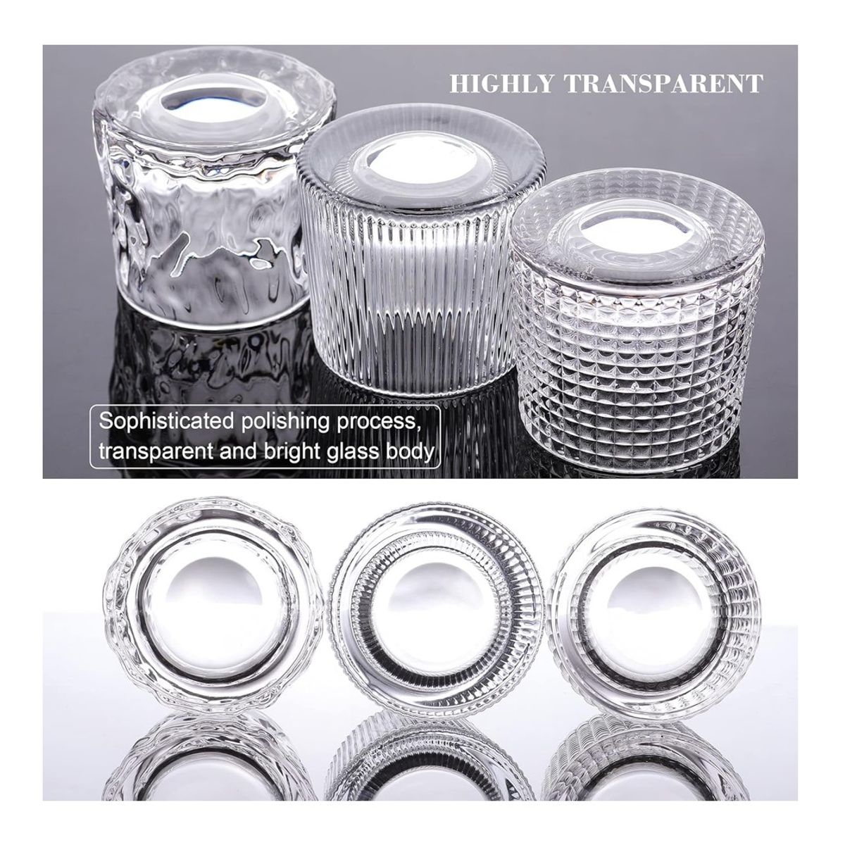 GENERICO - JUEGO DE 6 VASOS DE WHISKY ALTA CALIDAD 150ML 3 TIPOS