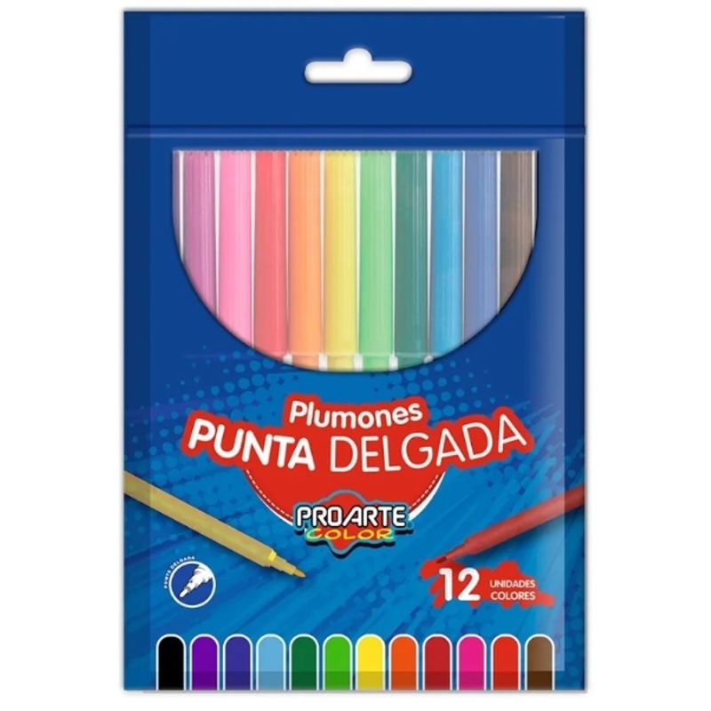 GENERICO - ProArte CoPlumones Punta Delgada 12 Unidades 12 Coloreslor
