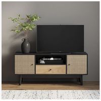 Rack Tv 140x40x48cm 1 Tiras 2 Puerta Melamina Tejido Eeuu