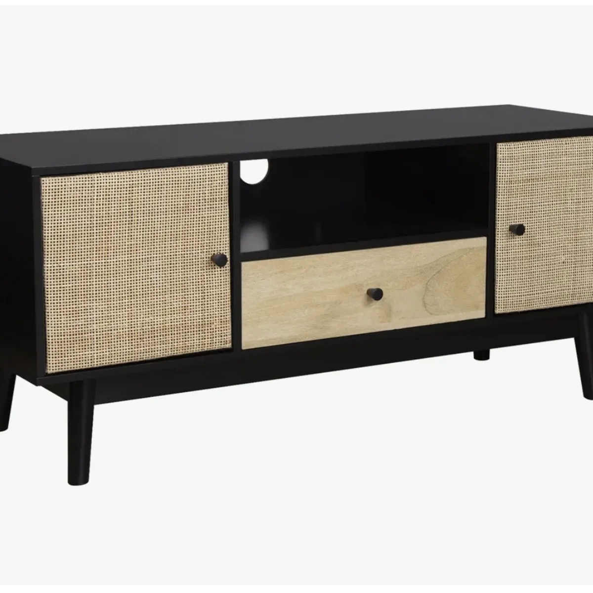 HOMER DESIGN - Rack Tv 140x40x48cm 1 Tiras 2 Puerta Melamina Tejido Eeuu