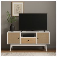 Rack Tv 140x40x48cm 1 Tiras 2 Puerta Melamina Tejido Eeuu