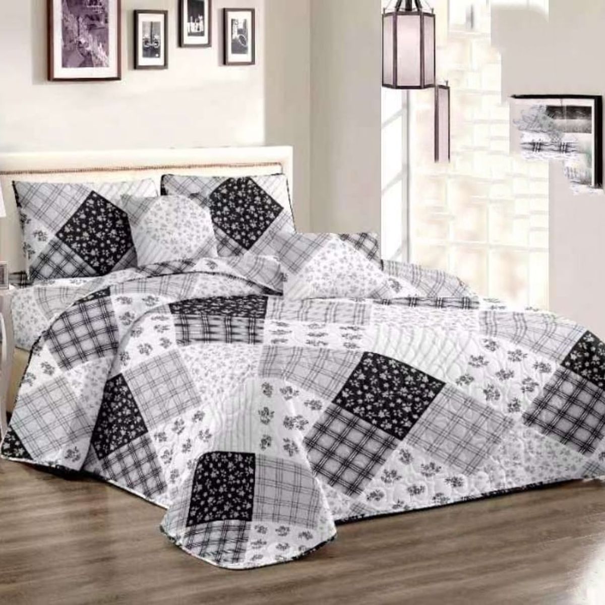 GENERICO - CUBRECAMA  KING CON TELA QUILTS DE VERANO CON DISEÑO    TF