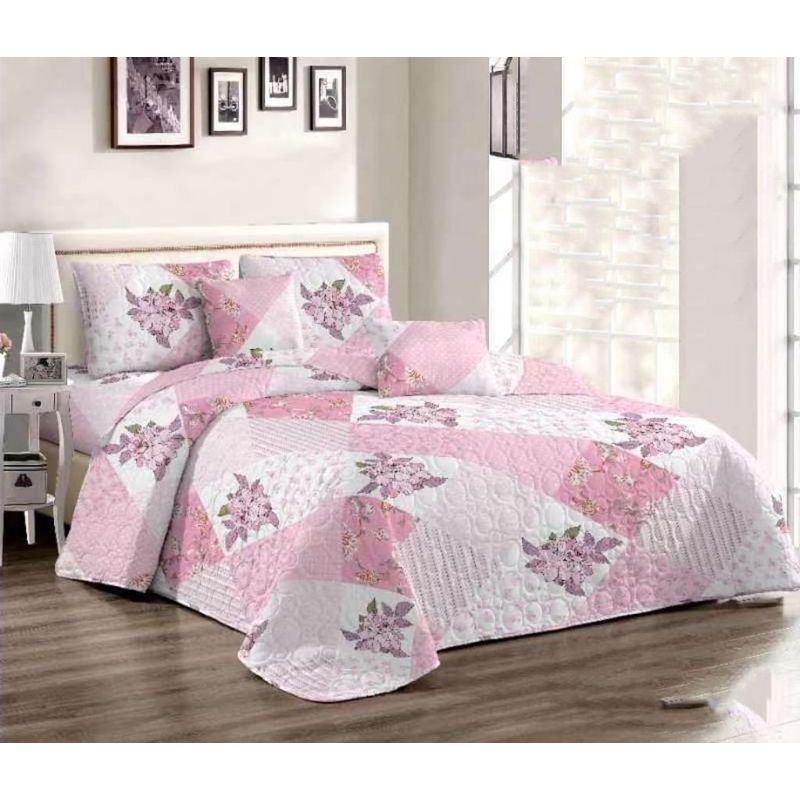GENERICO - CUBRECAMA  KING CON TELA QUILTS DE VERANO CON DISEÑO FLORES  TF