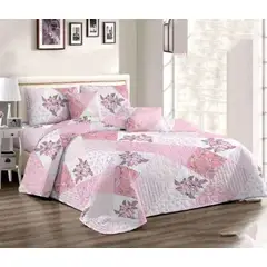 GENERICO - CUBRECAMA KING CON TELA QUILTS DE VERANO CON DISEÑO FLORES TF