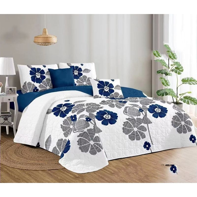 GENERICO - CUBRECAMA  KING CON TELA QUILTS DE VERANO CON DISEÑO FLORES  TF