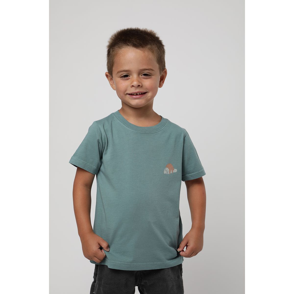 FROENS - Polera manga corta kids no worries verde - Algodón orgánico Froens
