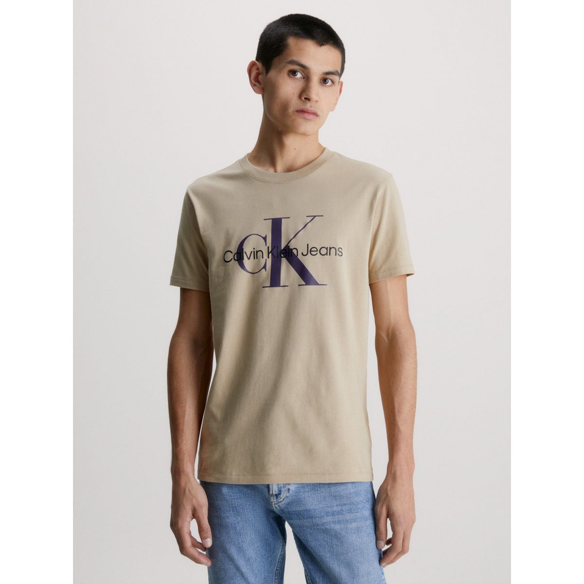 CALVIN KLEIN - Polera Seasonal Monologo  Beige Calvin Klein