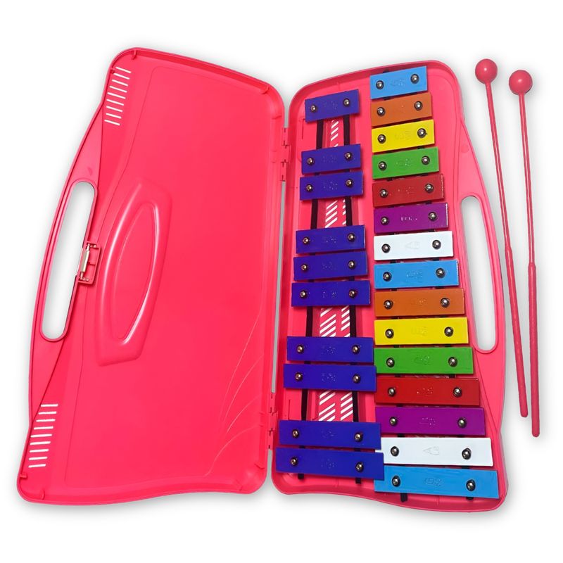 HENDRIX - Metalofono de 25 Tonos+ 2 Baquetas Hendrix HX0058 Rosado - Rosa