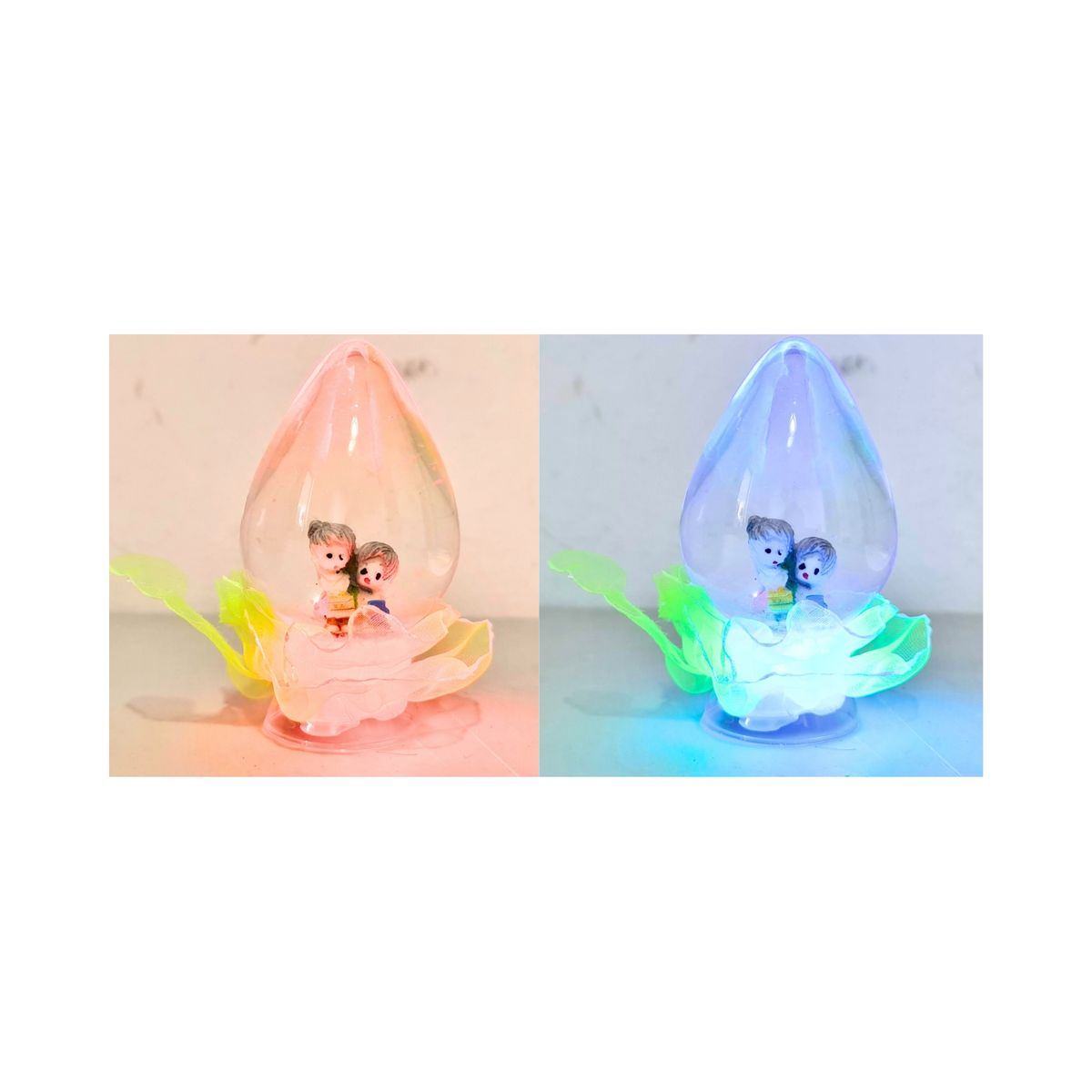 GENERICO - Pack X3 Adorno Pareja De Novios Con Luces Vidrio Glicerina