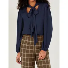 MOSS ROSE - Camisa de viaje casual de manga larga con cordones para mujer