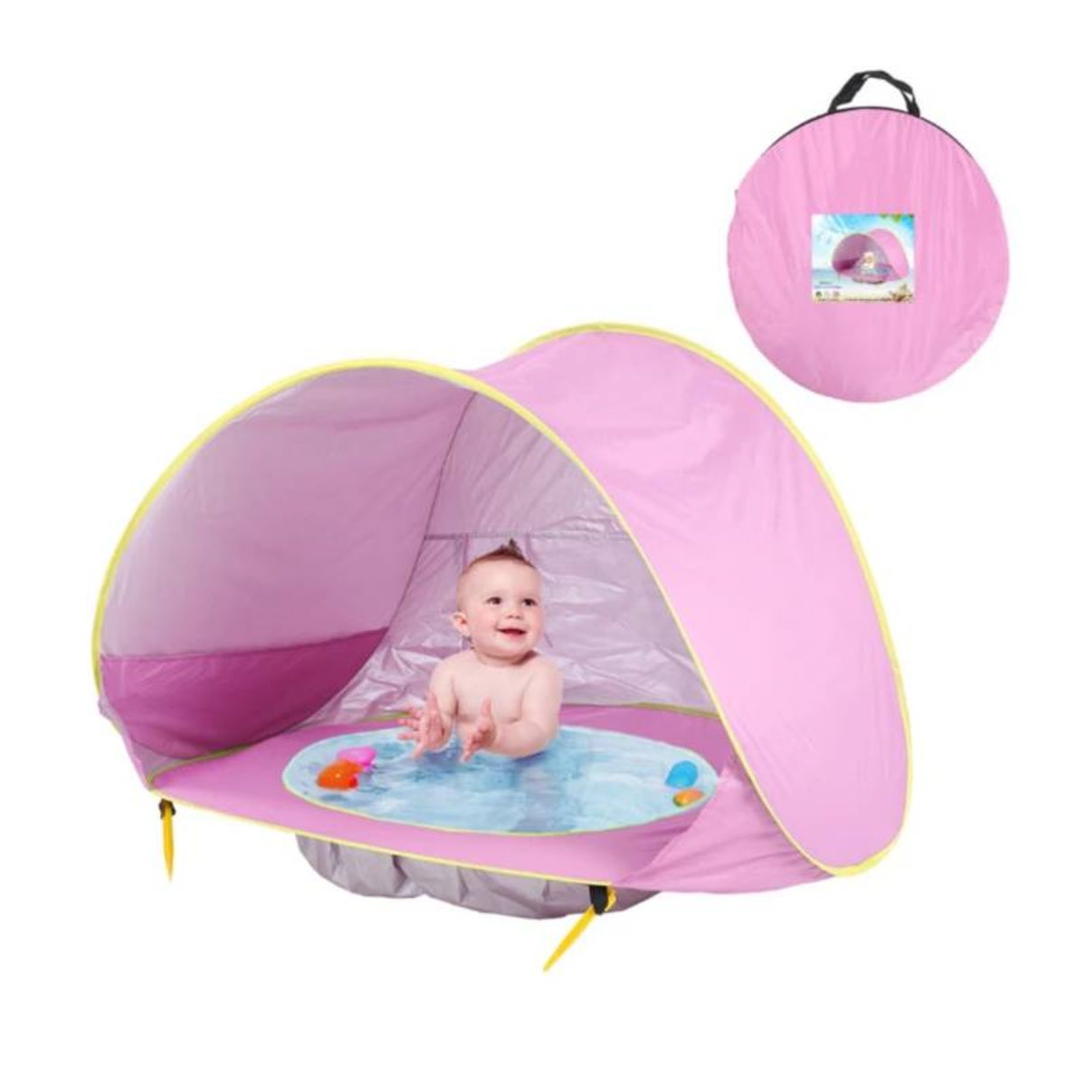 GENERICO - PISCINA CON CARPA PORTATIL PARA NIÑOS ROSADO