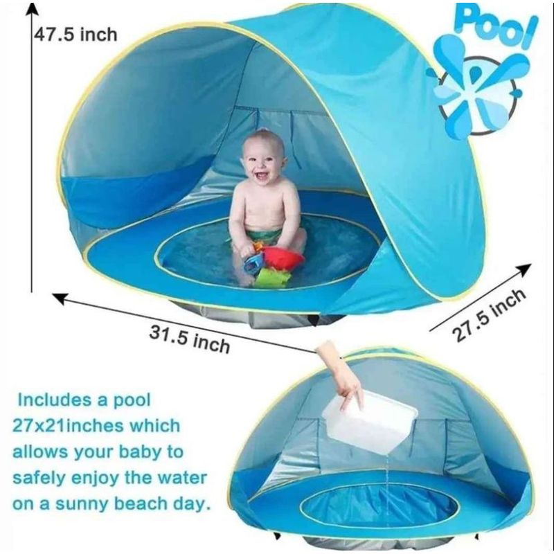 GENERICO - PISCINA CON CARPA PORTATIL PARA NIÑOS CELESTE