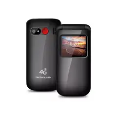 TECNOLAB - Teléfono Senior Adulto Mayor Tipo Almeja 4G Negro