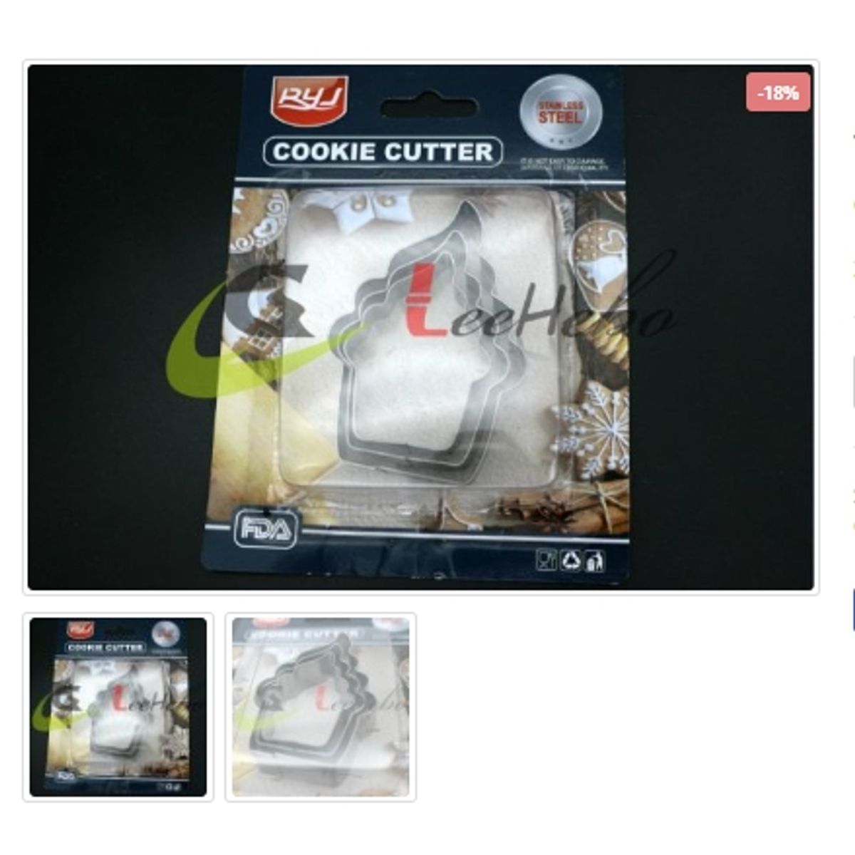 GENERICO - Cortador De Galletas 3 Piezas De Metal  Figura Helado