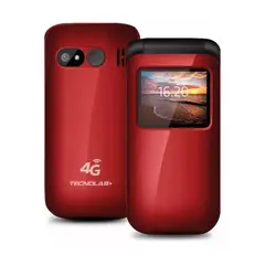 TECNOLAB - Telefono Senior Adulto Mayor Tipo Almeja 4G Rojo