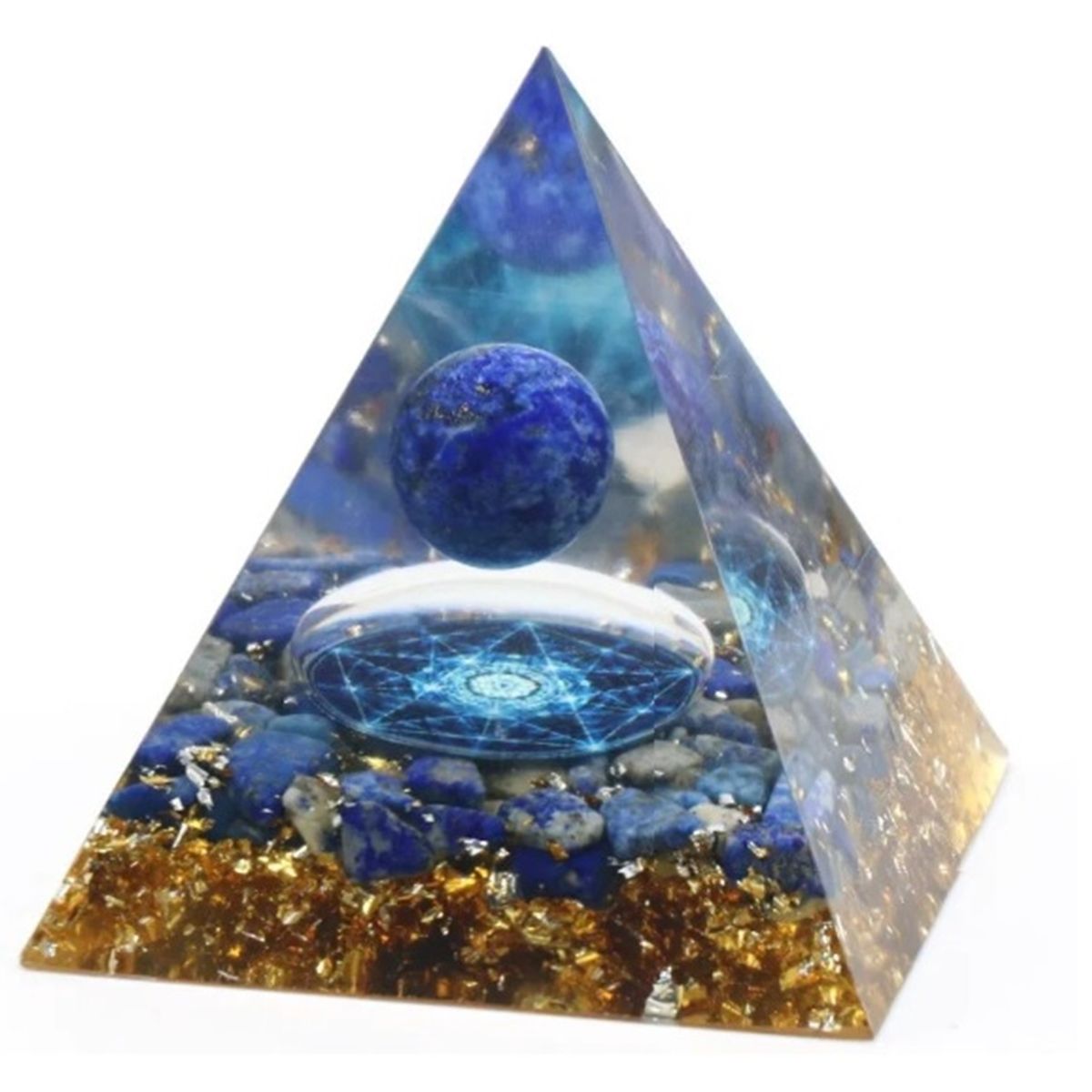 GENERICO - PIRAMIDE DE ORGONITA AZUL DE PIEDRA NATURAL 6X6 CM