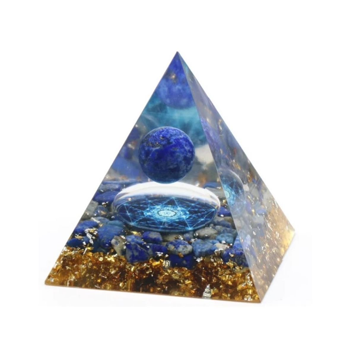 GENERICO - PIRAMIDE DE ORGONITA AZUL DE PIEDRA NATURAL 6X6 CM