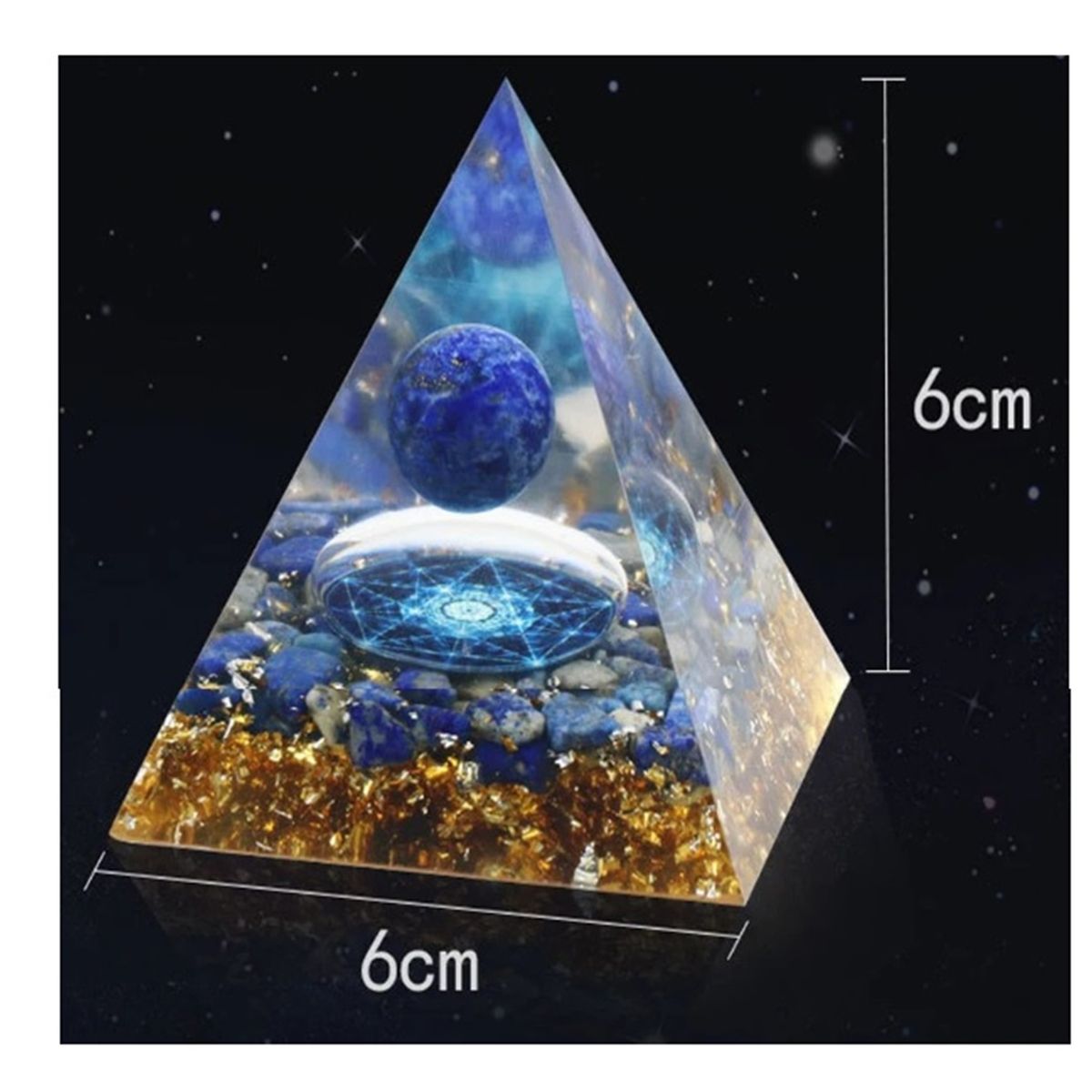 GENERICO - PIRAMIDE DE ORGONITA AZUL DE PIEDRA NATURAL 6X6 CM