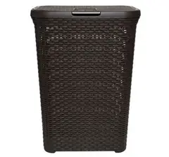 REYPLAST - Cesto Canasto Para Ropa Rattan 60 Litros Con Tapa - Marrón