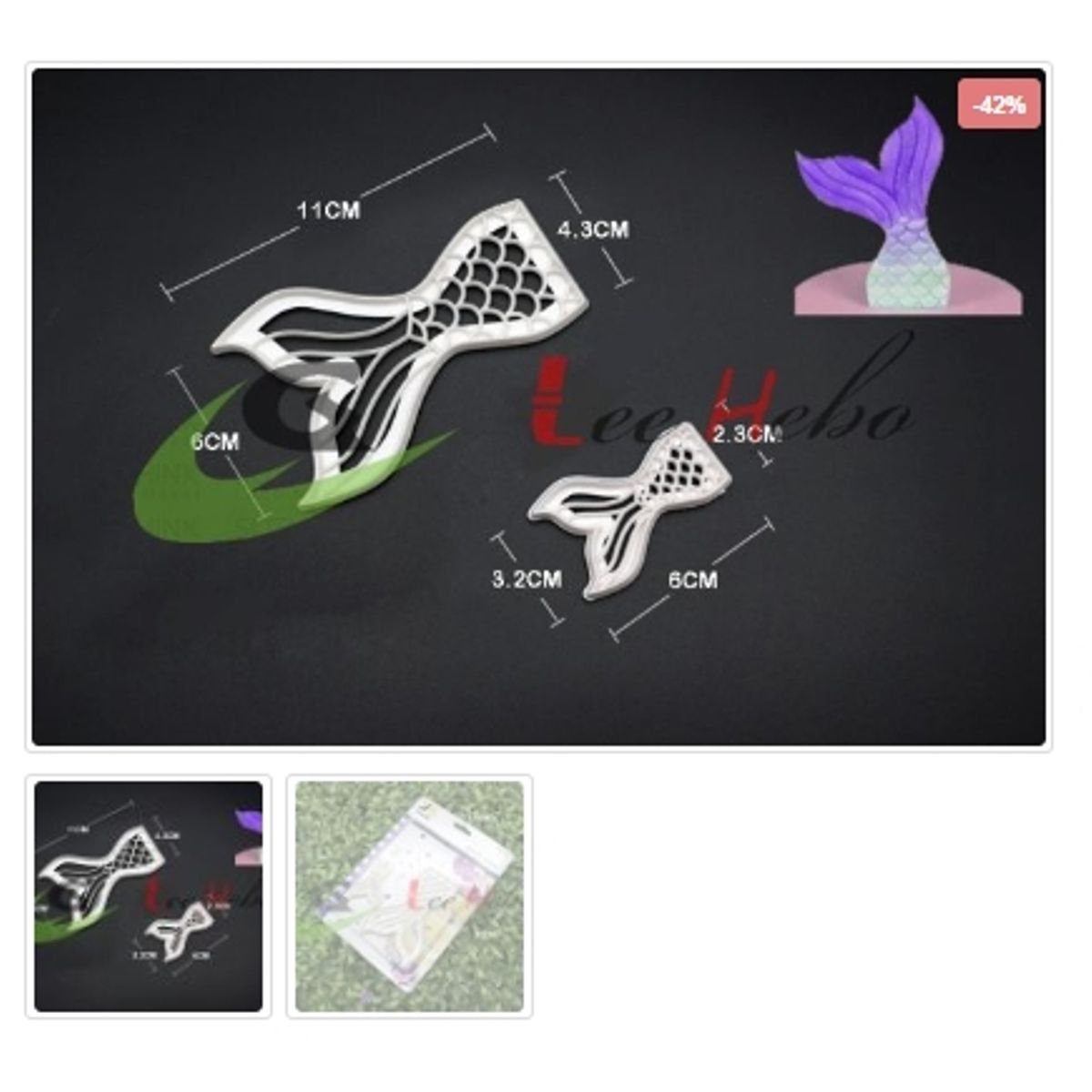 GENERICO - Cortador De Galletas 2 Piezas De Plastico Figura Cola De Sirena