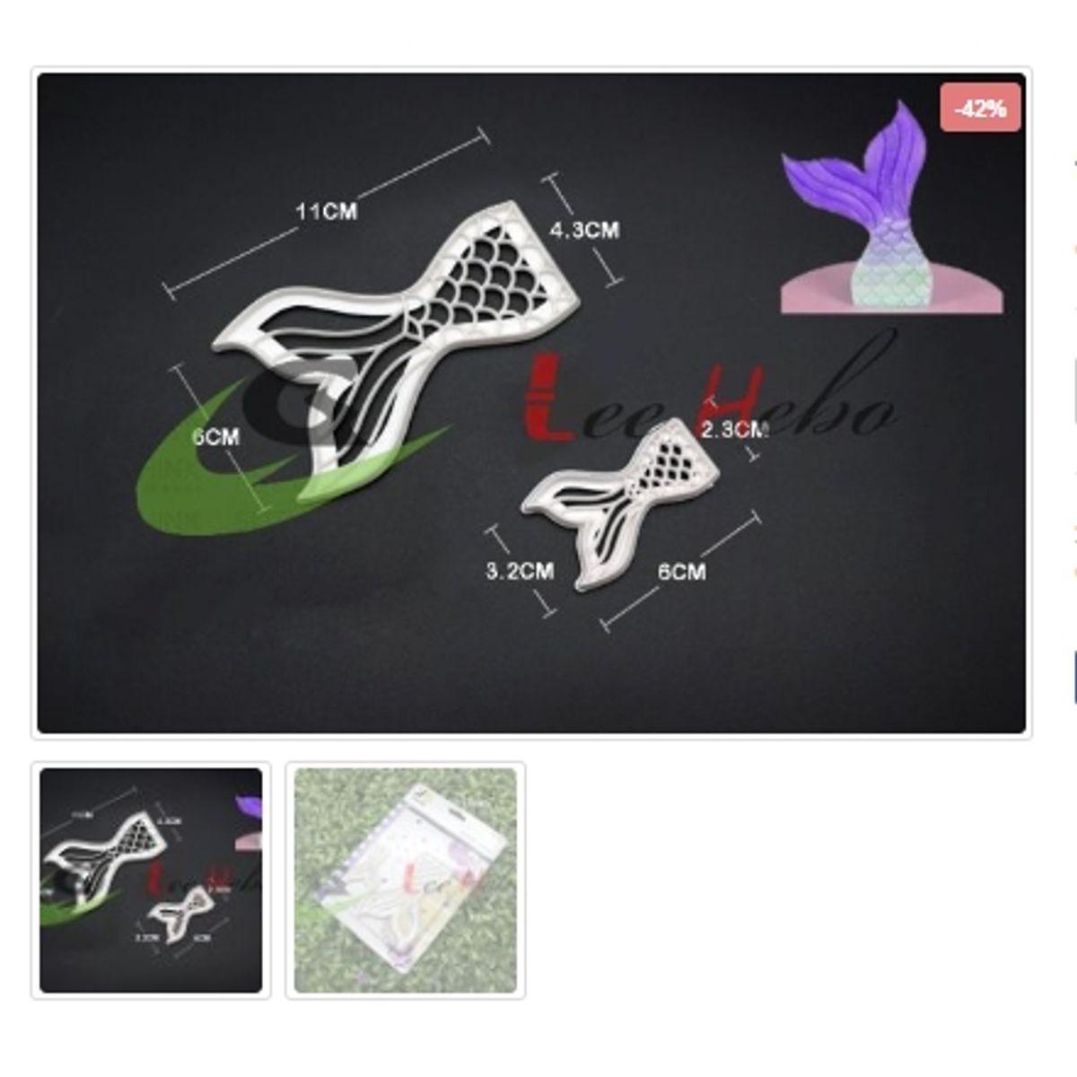 GENERICO - Cortador De Galletas 2 Piezas De Plastico Figura Cola De Sirena