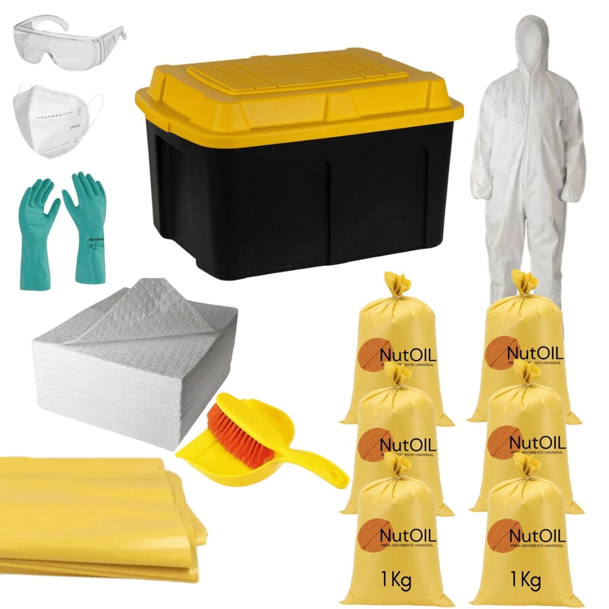 GENERICO - Kit Antiderrame Universal de Hidrocarburos 50 Lts Absorbente