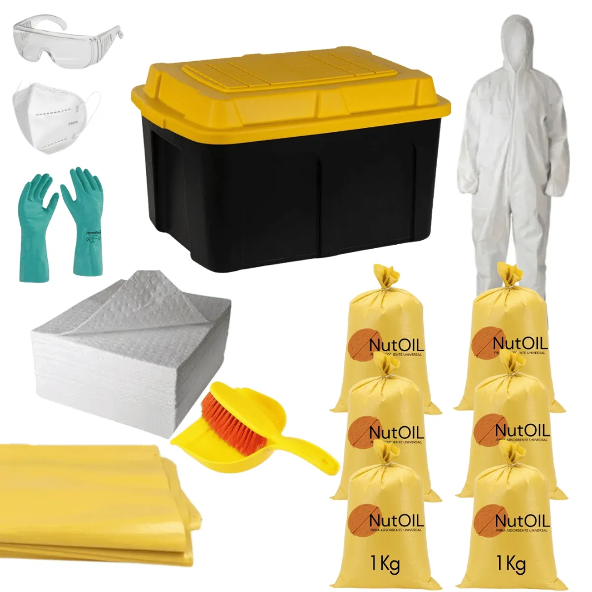 GENERICO - Kit Antiderrame Universal de Hidrocarburos 50 Lts Absorbente