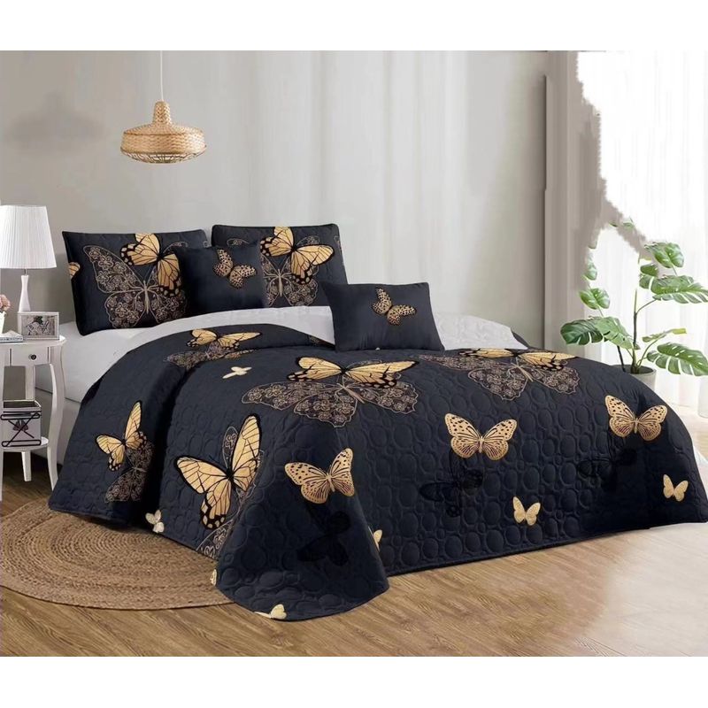 GENERICO - CUBRECAMA  KING CON TELA QUILTS DE VERANO CON DISEÑO MARIPOSA   TF