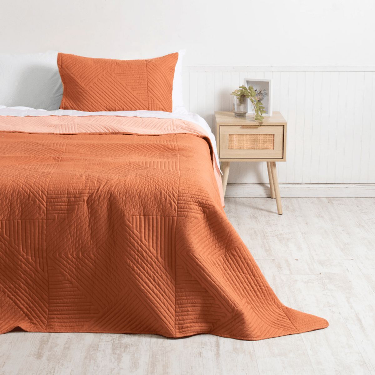MASHINI - Quilt 2 Plazas Microfibra Terracota-Coral
