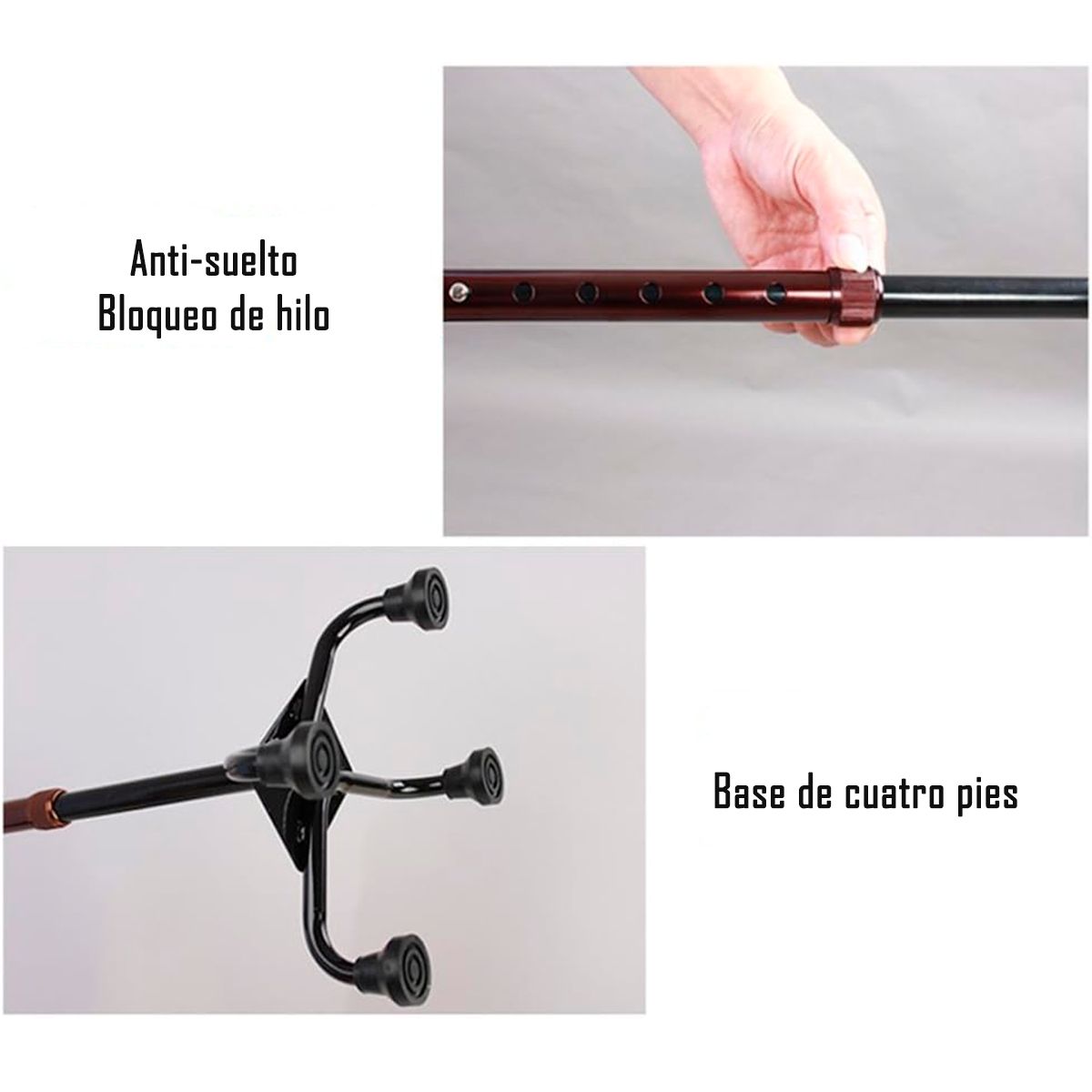 ONEDER - Bastón 4 Apoyos Ortopédico Altura Regulable Bronce GQ-G22