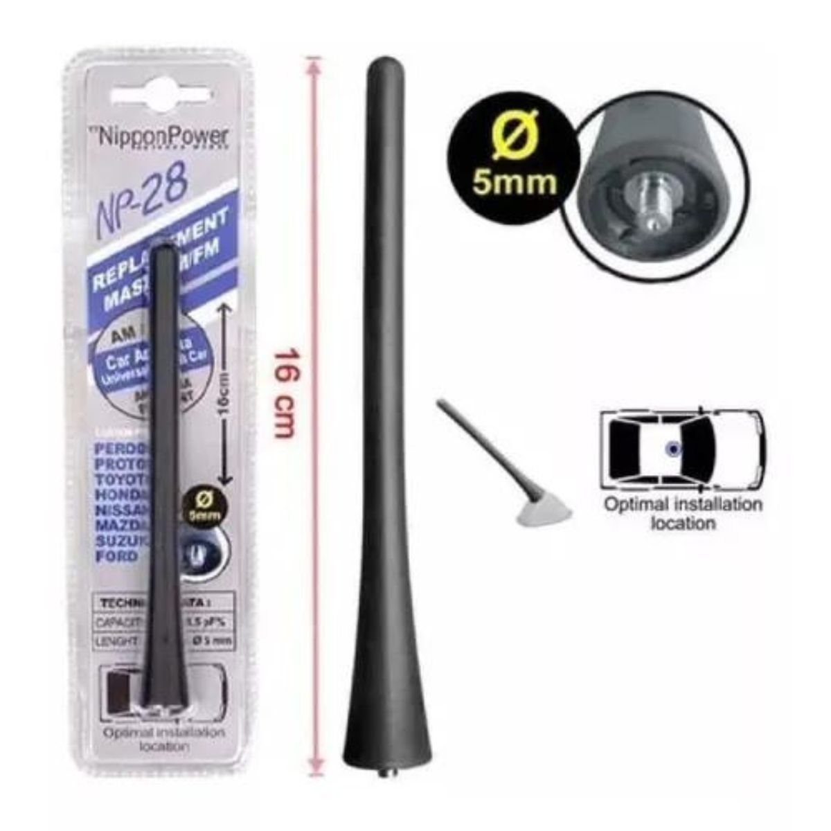 GENERICO - Antena Universal Para Auto Np-28